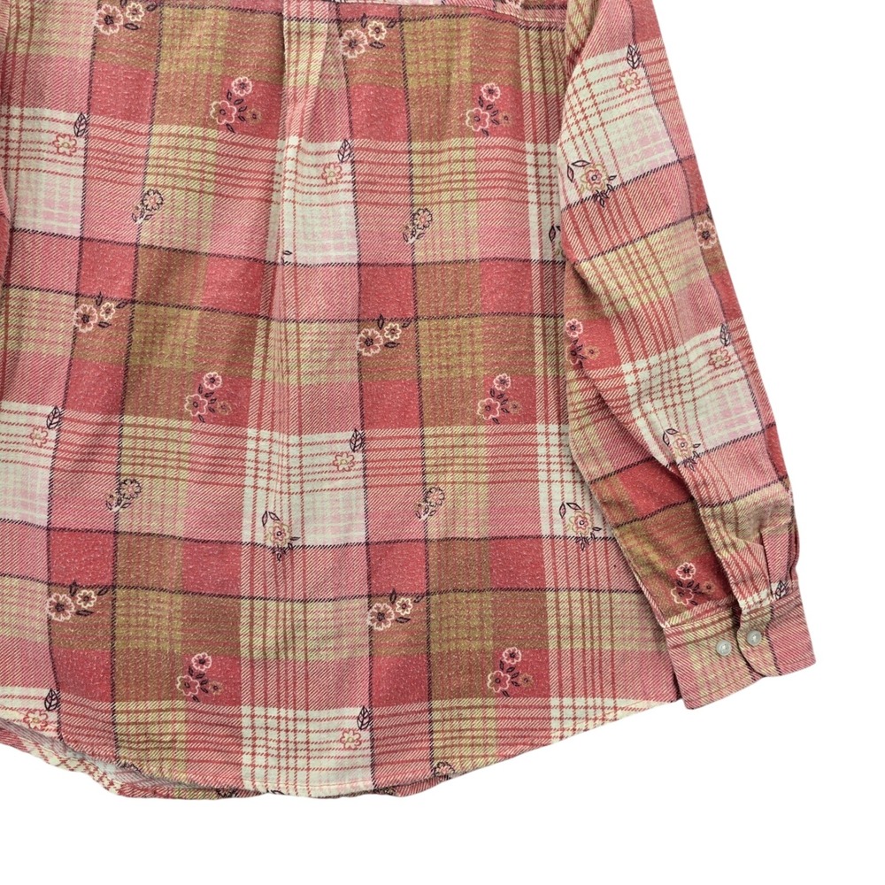 American Sweetheart Pink Plaid Flannel Western Urban 90s Skater Grunge‎ Shirt L - Picture 8 of 10